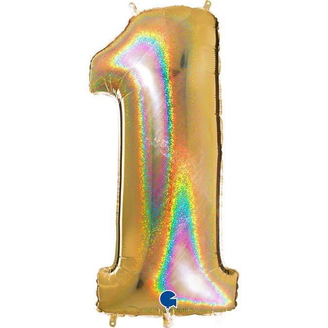 GOLD GLITTER NUMBER 1 BALLOON