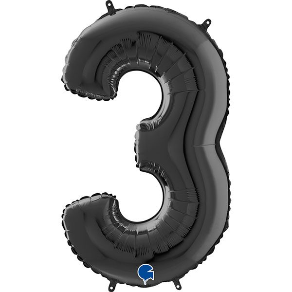 BLACK NUMBER 3 BALLOON
