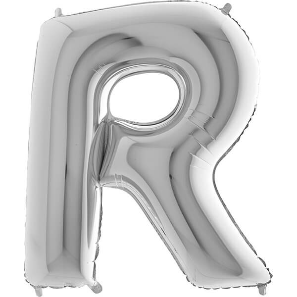 SILVER LETTER R BALLOON