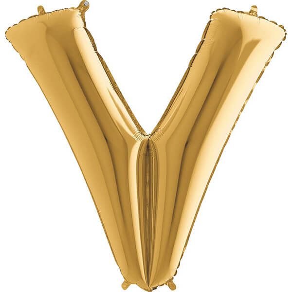 GOLD LETTER V BALLOON