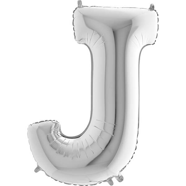 SILVER LETTER J BALLOON