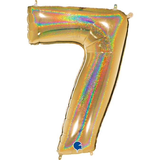 GOLD GLITTER NUMBER 7 BALLOON