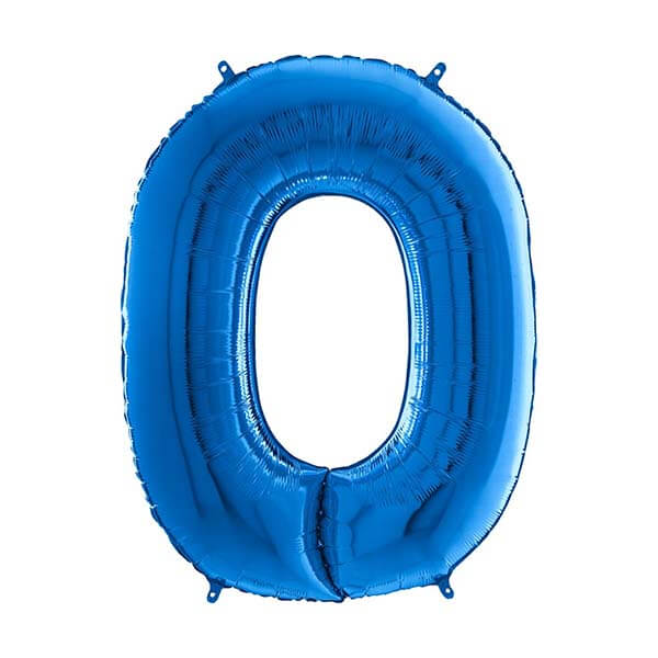 Large 26'' Blue Number Balloon 0