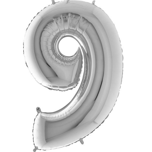 SILVER NUMBER 9 BALLOON