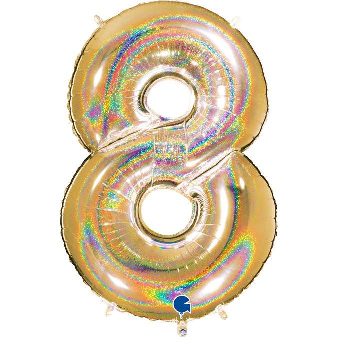 GOLD GLITTER NUMBER 8 BALLOON