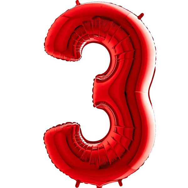 RED NUMBER 3 BALLOON