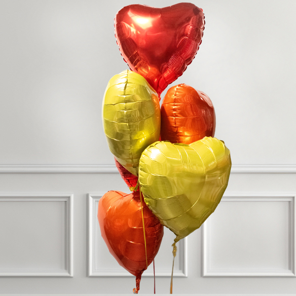 Sunshine Orange & Yellow Heart Balloon Bunch