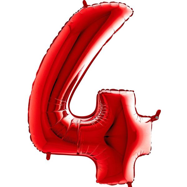 RED NUMBER 4 BALLOON