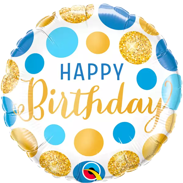 Blue & Gold Birthday Balloon