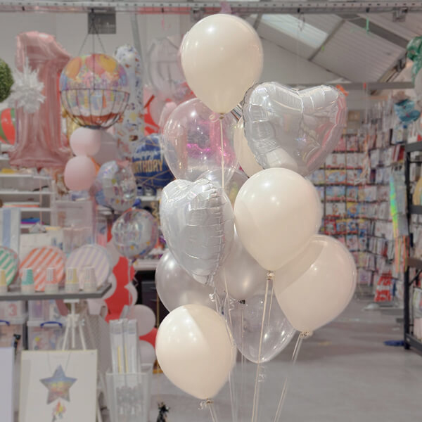 Cream, Transparent and Pearl Silver Balloons