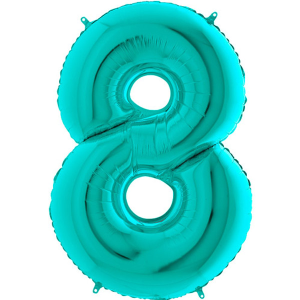 Teal Number 8 Balloon