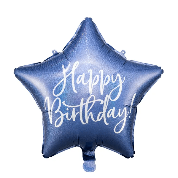 Star happy birthday blue and silver