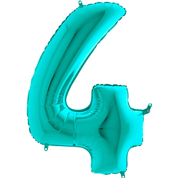 Teal Number 4 Balloon