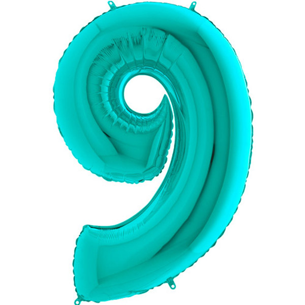 Teal Number 9 Balloon