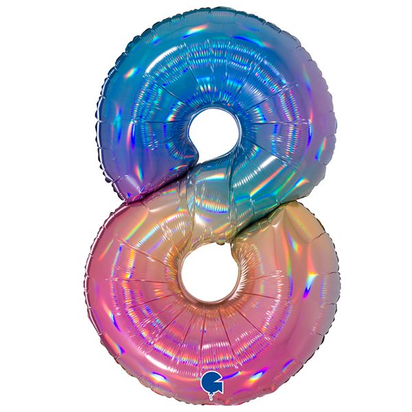 RAINBOW NUMBER 8 BALLOON
