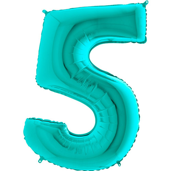Teal Number 5 Balloon