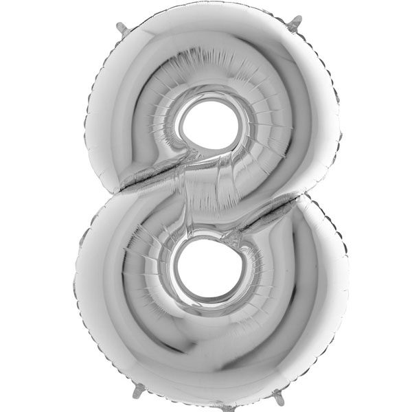 SILVER NUMBER 8 BALLOON
