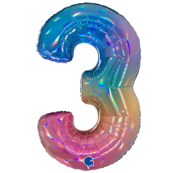 RAINBOW NUMBER 3 BALLOON