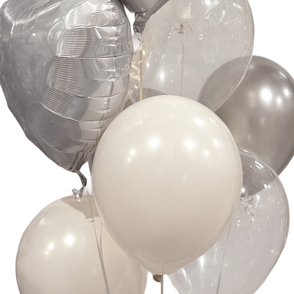 Cream, Transparent and Pearl Silver Balloons