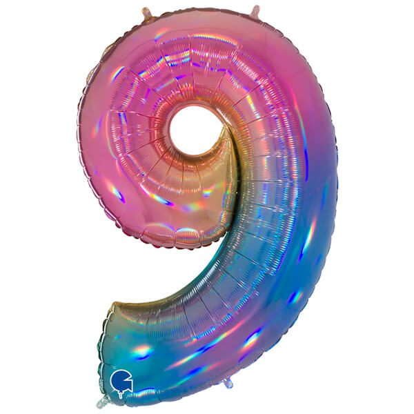 RAINBOW NUMBER 9 BALLOON