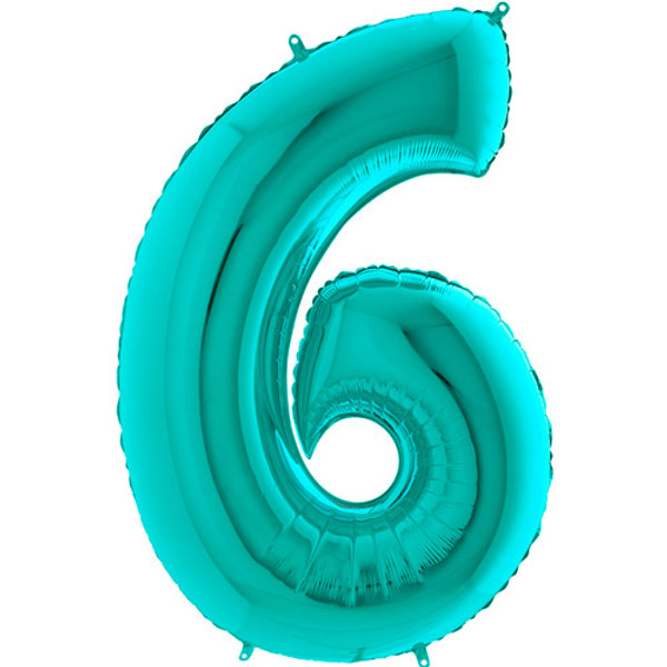 Teal Number 6 Balloon