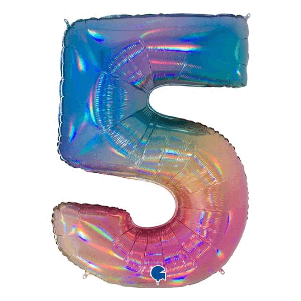 RAINBOW NUMBER 5 BALLOON