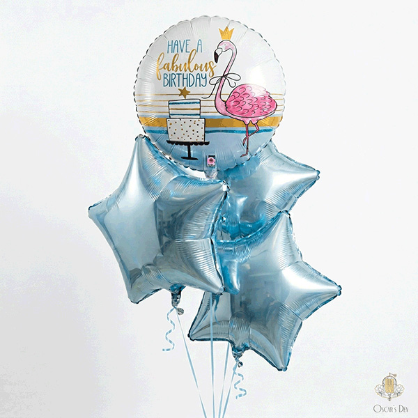 Royal Flamingo Birthday Star Balloon Bouquet