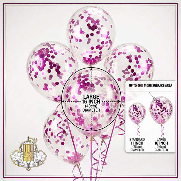 16 inch confetti are large balloons that hold more helium and last longer.